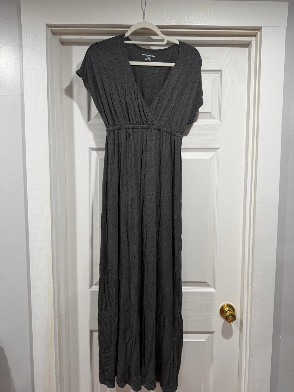 Amazon Essentials Charcoal V-Neck Maxi Dress